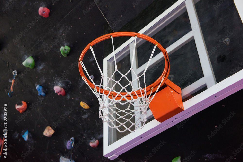 Basketball basket in the modern gym