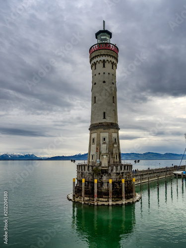 Entrance to Lindau old harbor at the Bodensee,