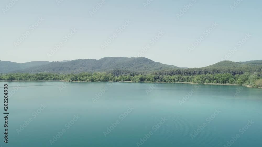 Aerial drone view of lake Banyoles in Girona Catalonia Spain Aerial drone view of lake Banyoles in Girona Catalonia Spain