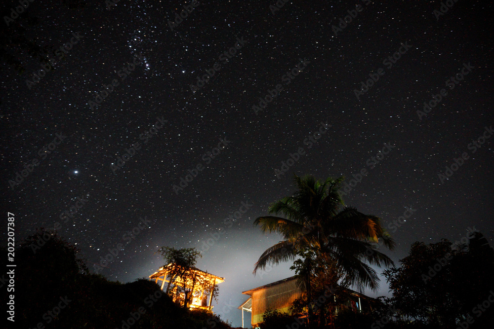 starry sky winter night boga lake bandarban bangladesh Stock Photo