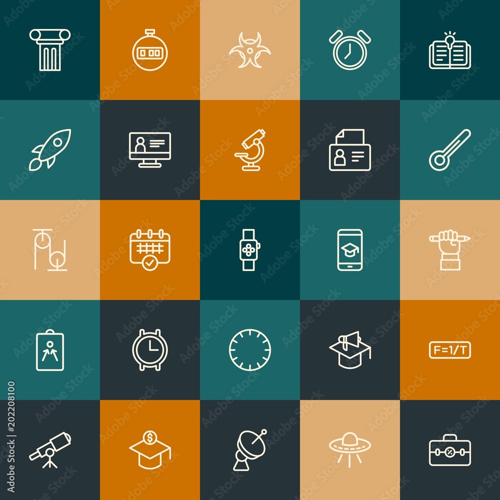 Modern Simple Set of science, time, education Vector outline Icons. Contains such Icons as antenna, communication, school, time and more on vintage colors background. Fully Editable. Pixel Perfect. Modern Simple Set of science, time, education Vector outline Icons. Contains such Icons as antenna, communication, school, time and more on vintage colors background. Fully Editable. Pixel Perfect.