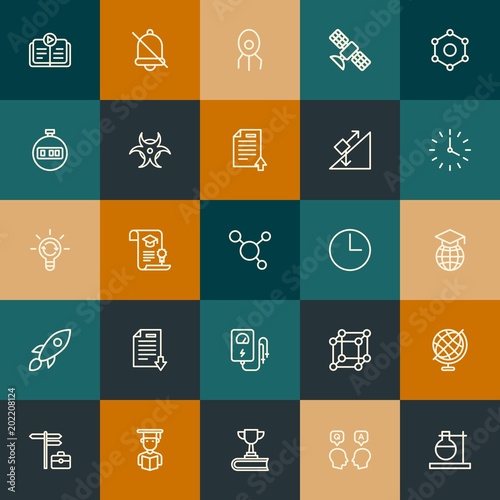 Modern Simple Set of science, time, education Vector outline Icons. Contains such Icons as male, college, graduation, job, and more on vintage colors background. Fully Editable. Pixel Perfect.