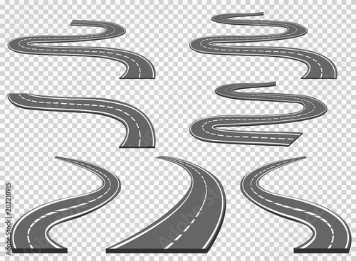 Set of roads and road bends. Vector illustrations EPS10