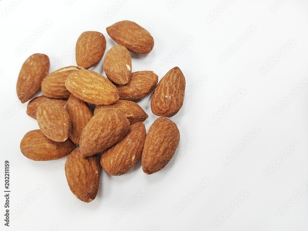 Group of almonds on white background Group of almonds on white background
