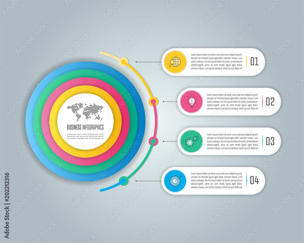 Fototapeta premium infographic design business concept with 4 options, parts or processes.