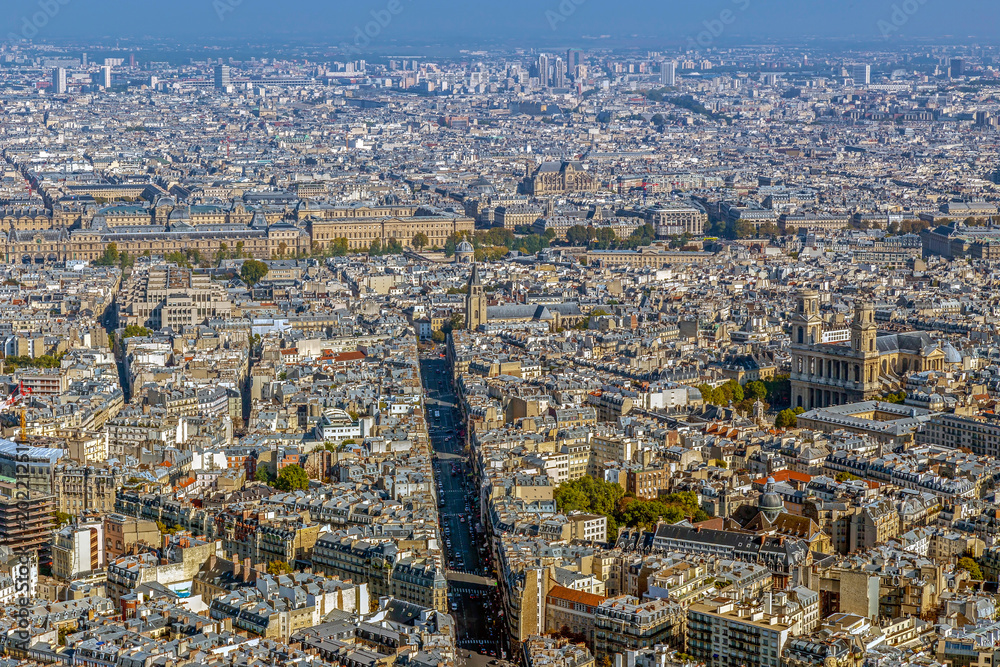 Panorama and aerial view of Paris