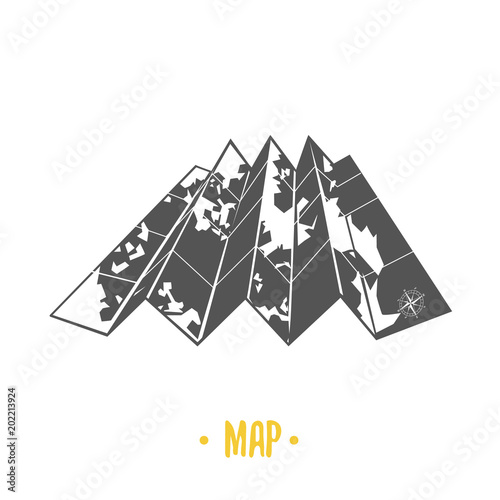 Vintage map.Black and white illustration.
