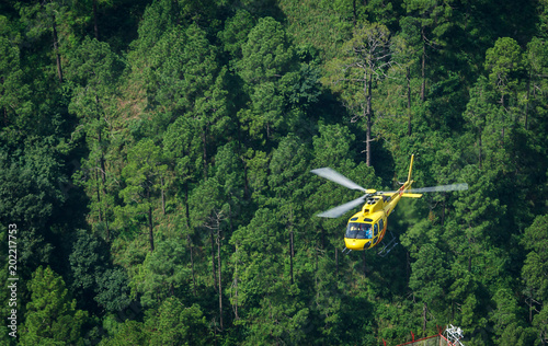 helicopter on top of mountain forests  : wallpaper greenery in india Vaishno Devi Katra India photo