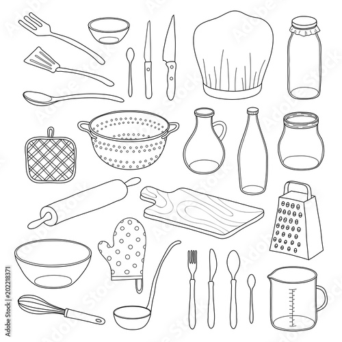 Kitchen utensils set.