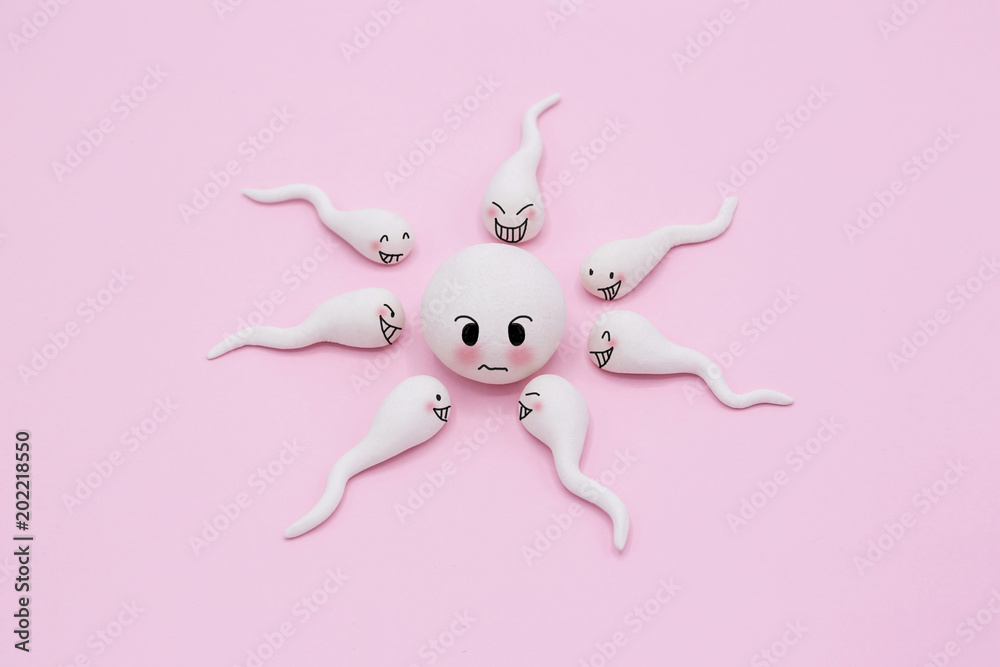 Handmade Polymer Clay Figure of Human Sperm Impregnate a Fertile Human