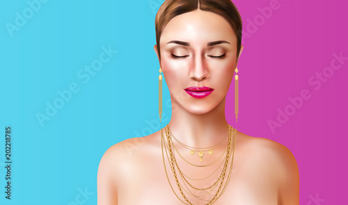 Woman Wearing Jewelry Illustration