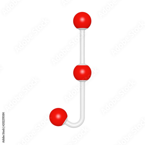 Molecule structure like capital letter J on white background, 3D rendered font image for education typography