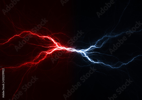 Fire and ice plasma lightning swirl, abstract electrical background