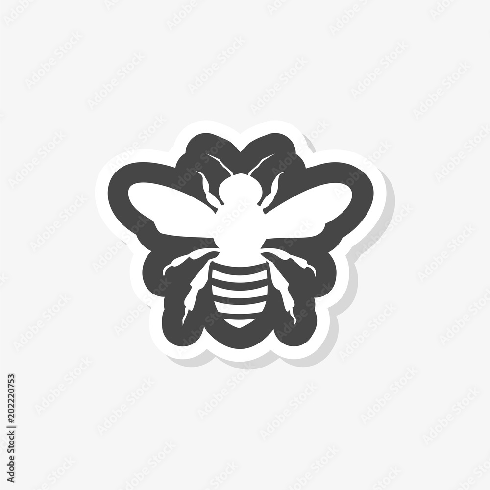 Bee Silhouette sticker, simple vector icon Bee Silhouette sticker, simple vector icon