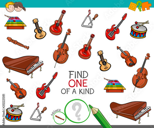 find one of a kind game with musical instruments