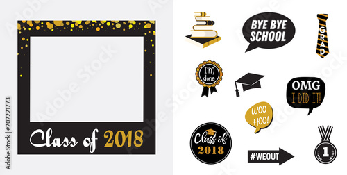 raduation party vector design elements and photo booth props