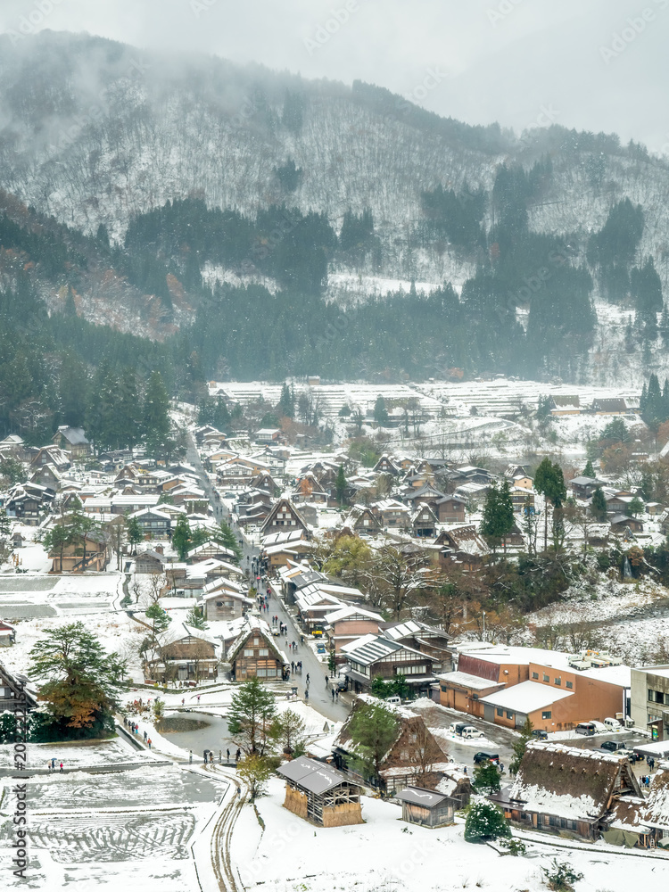 Obraz premium Shirakawa village from viewpoint, Japan