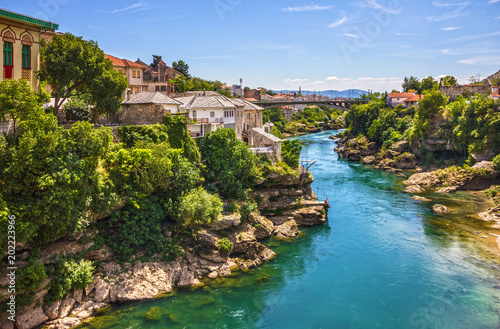 Bosnia and Herzegovina. Mostar river view on old town