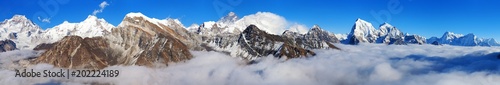 Mount Everest, Lhotse, Makalu and Cho Oyu panorama