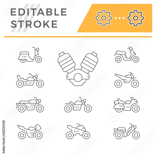Set line icons of motorcycles