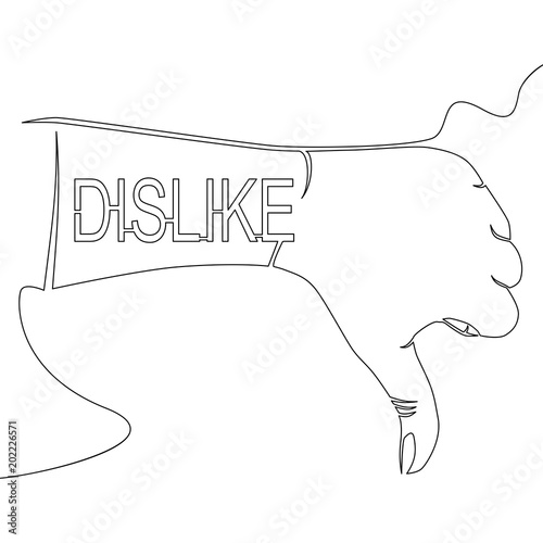 Dislike Continuous one line thumb down icon vector