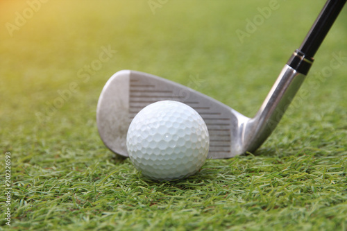 Golf ball and golf club swing shot 