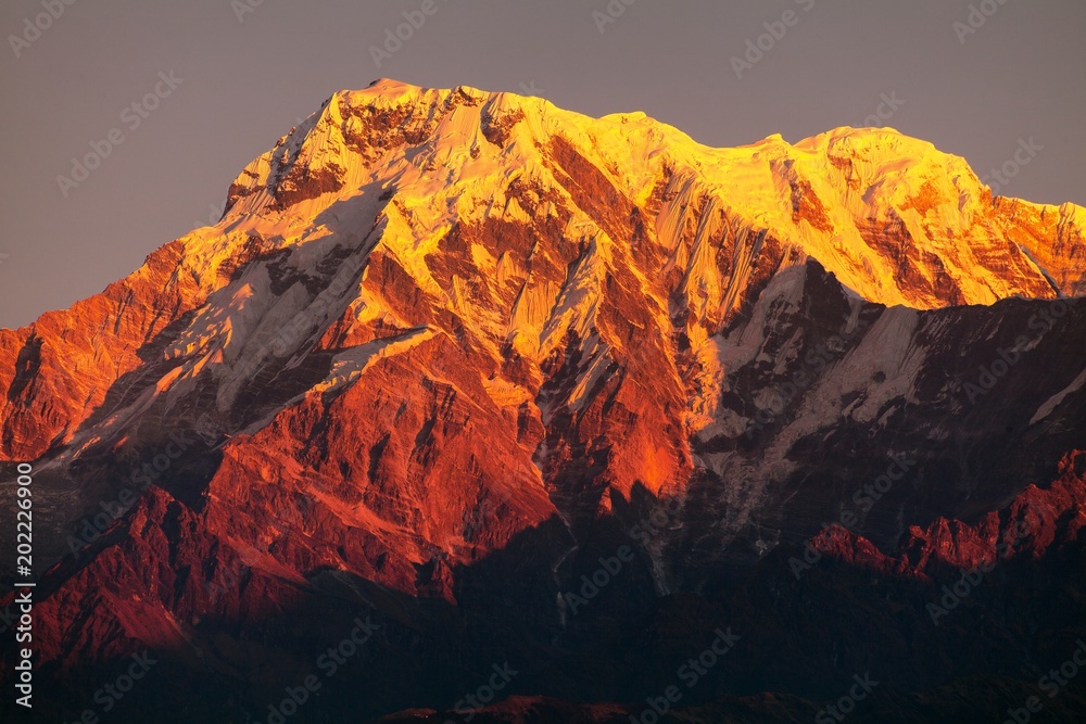 mount Annapurna, morning sunset view