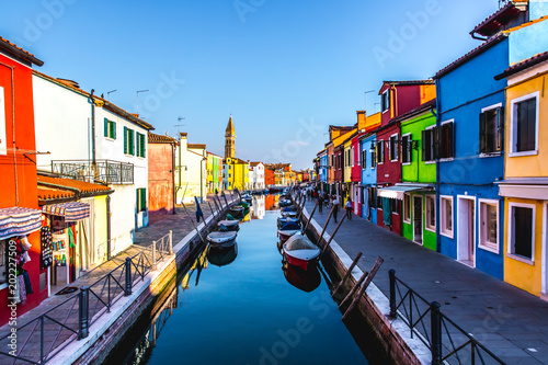 Burano, Venice island, colorful houses and town in Italy © Subodh
