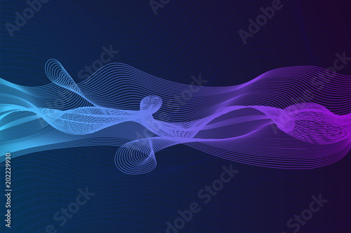 Colorful abstract waves vector backgroud. Digital frequency track equalizer. Horizontal waves dynamic illustration.