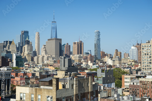 New York City skyline view of  downtown Manhattan from the Lower East Side