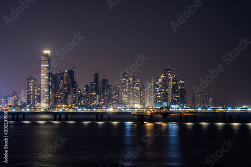 city skyline at night - modern cityscape of Panama skyscraper city © hanohiki
