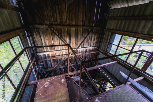 Interior of farm elevator in collective farm near Zymovyshche ghost village in Chernobyl Exclusion Zone, Ukraine
