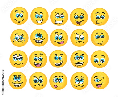 vector emoticons emoji set. cartoon face expressions © neapol