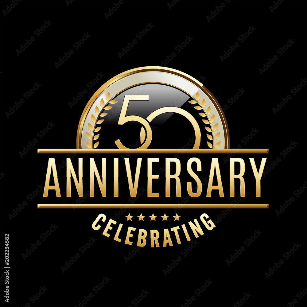 50 Years Anniversary emblem. Anniversary badge. 50 Years Anniversary emblem. Anniversary badge.