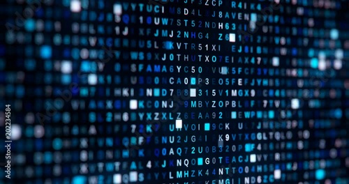 blue digital and data on computer screen loopable 4k (4096x2304)