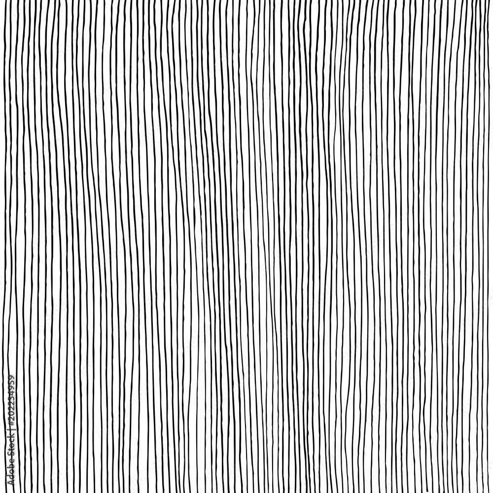 Hand drawn vertical parallel thin black lines on white background