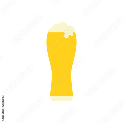 Glass of beer alcohol beverage flat icon vector