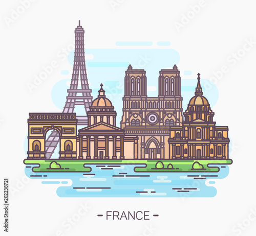 French landmarks. Eiffel tower and notre-dame