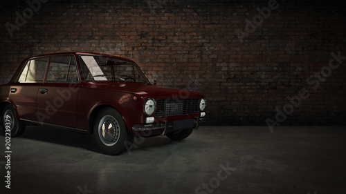 Automobile retro. 3d rendering