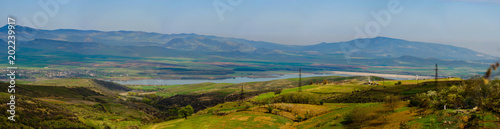 Panoramic view of Aghstev reservoir, on Armenian-Azerbaijan state border