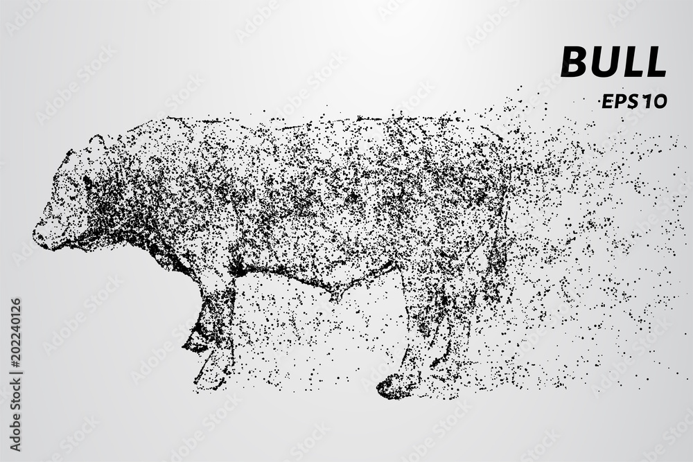Bull from of particles. The bull consists of dots and circles.