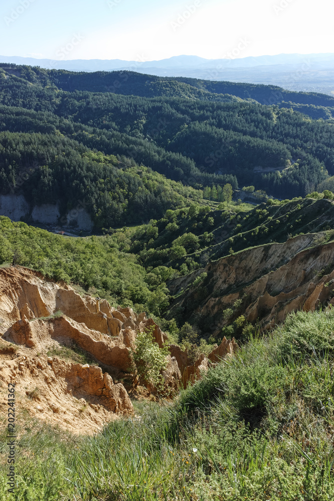 Fototapeta premium Landscape of rock formation Stob pyramids, Rila Mountain, Kyustendil region, Bulgaria