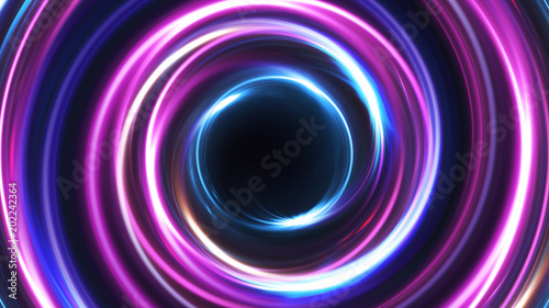 Abstract 3d illustration neon background. luminous swirling. Glowing spiral cover. Black elegant. Halo around. Power isolated. Sparks particle.Space tunnel. LED color ellipse. Glint glitter.