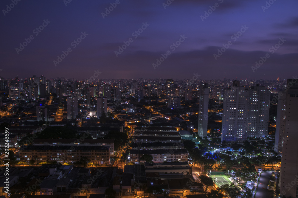 Panorama Light effect of a big city during the night.