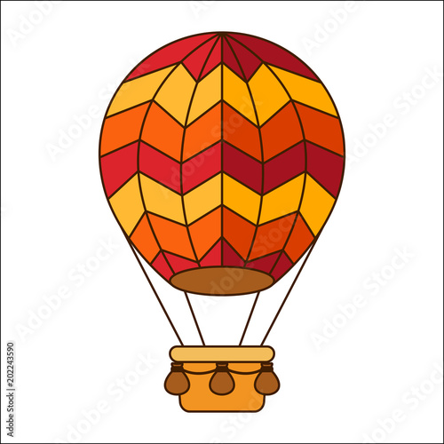 Flat colorful hot air balloon. Vector illustration.