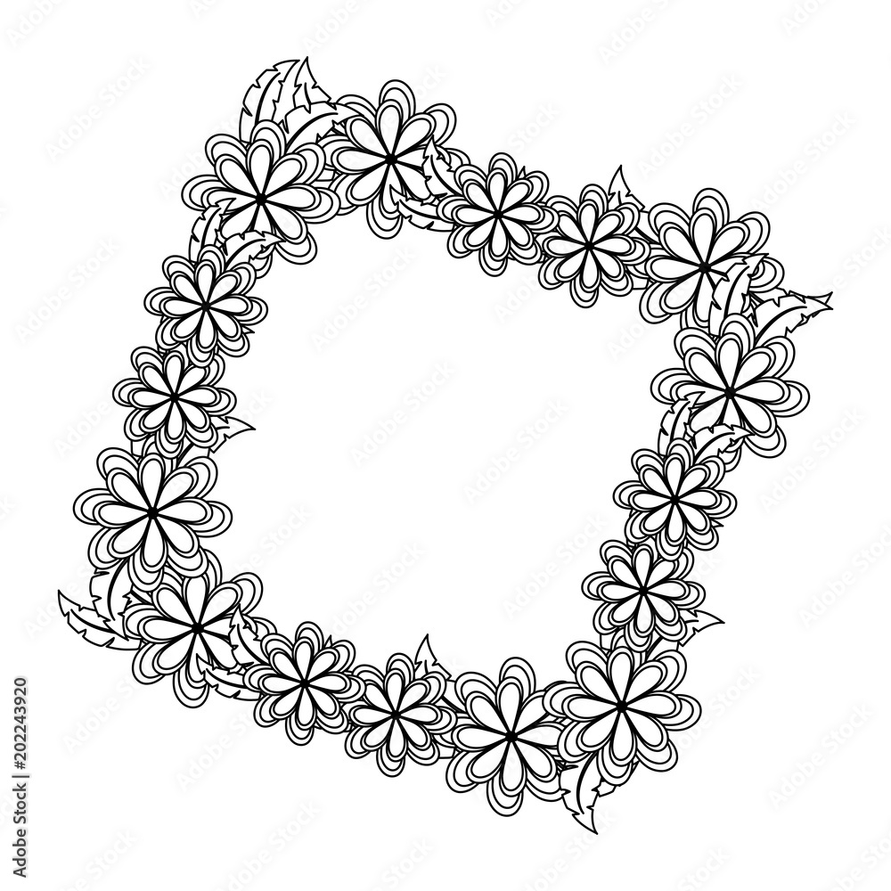 square frame with flowers and leaves over white background, vector illustration square frame with flowers and leaves over white background, vector illustration