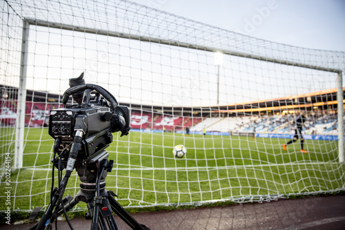 TV camera at the stadium during football matches