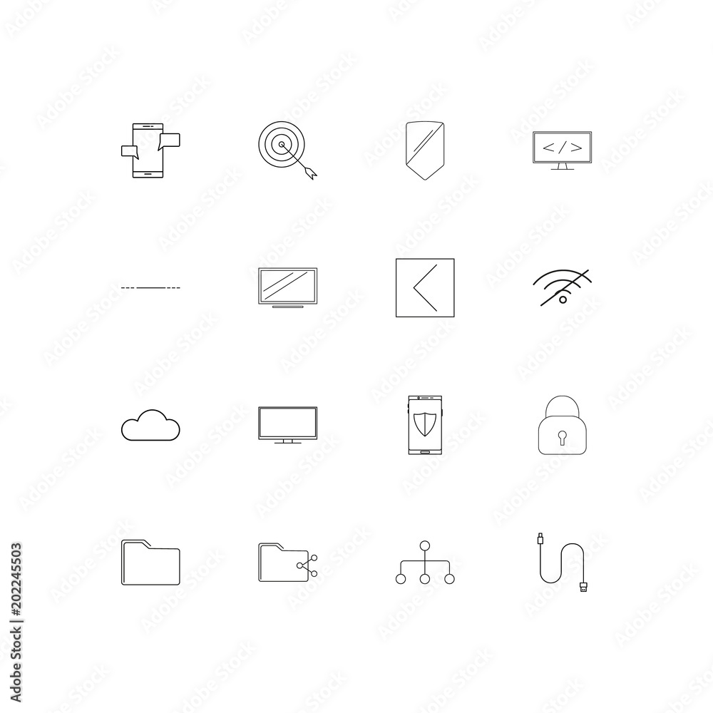 Network And Database simple linear icons set. Outlined vector icons Network And Database simple linear icons set. Outlined vector icons