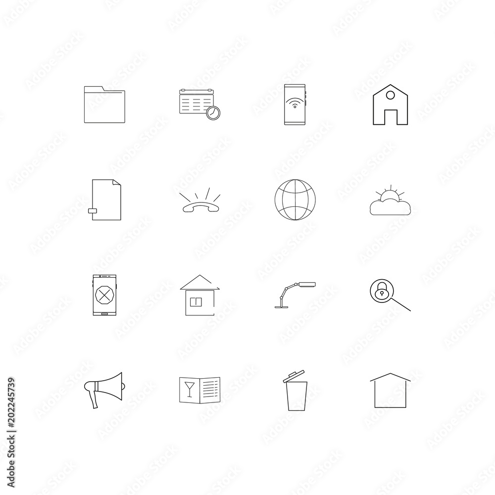 Signs And Symbols simple linear icons set. Outlined vector icons