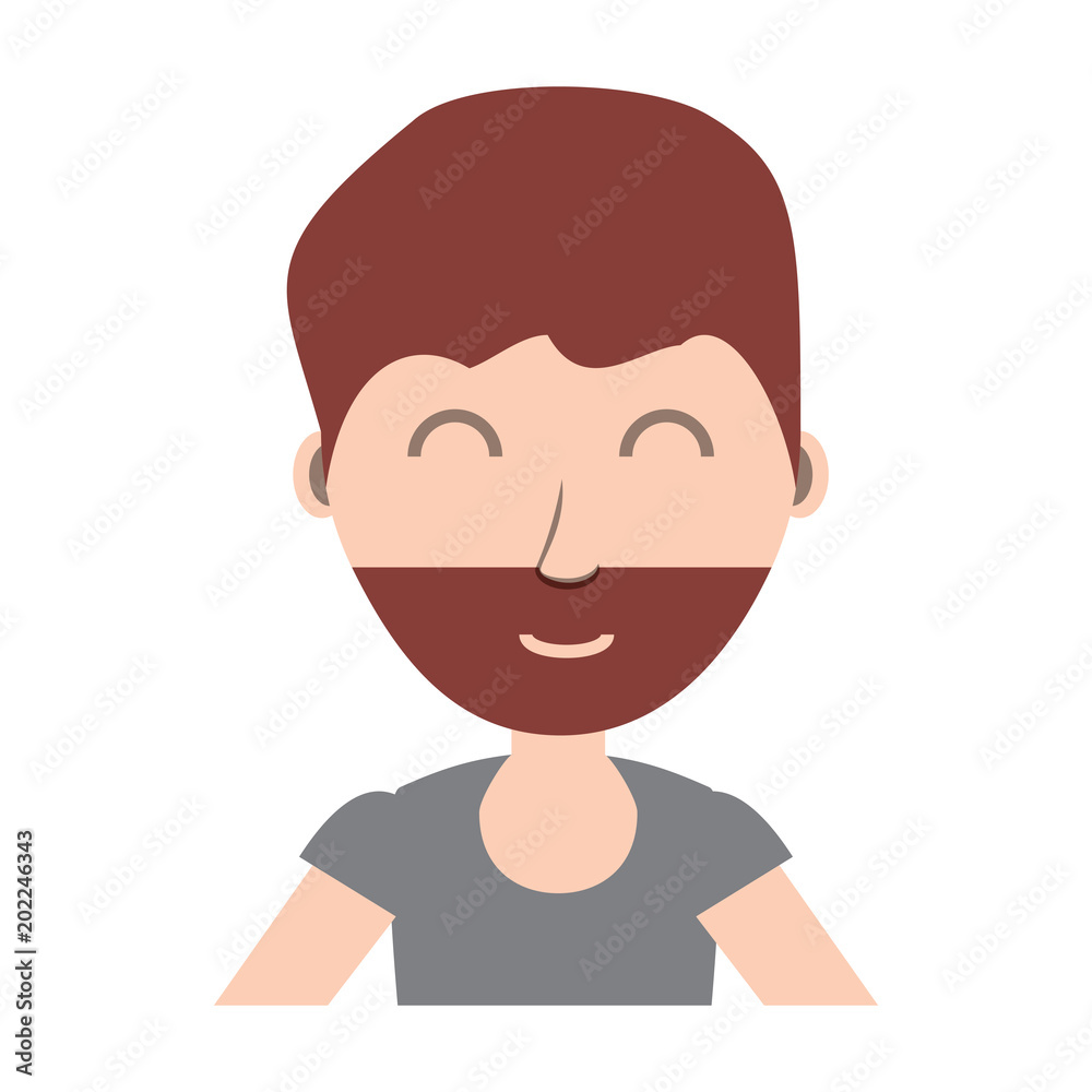 cartoon man with beard over white background, vector illustration